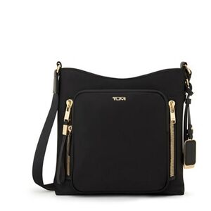 Tumi Elegant Black Crossbody with Gold Details